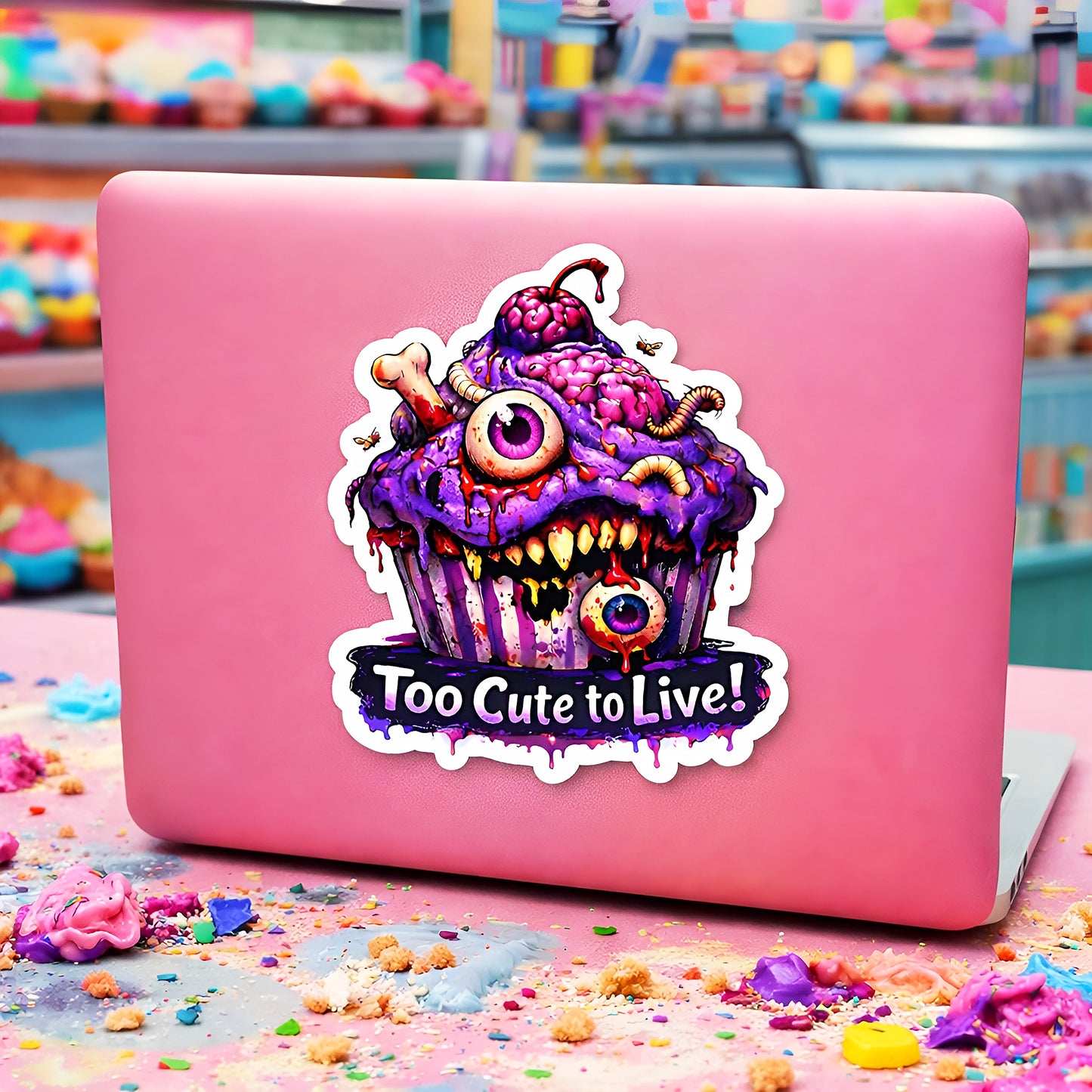 Too Cute to Live Vinyl Sticker