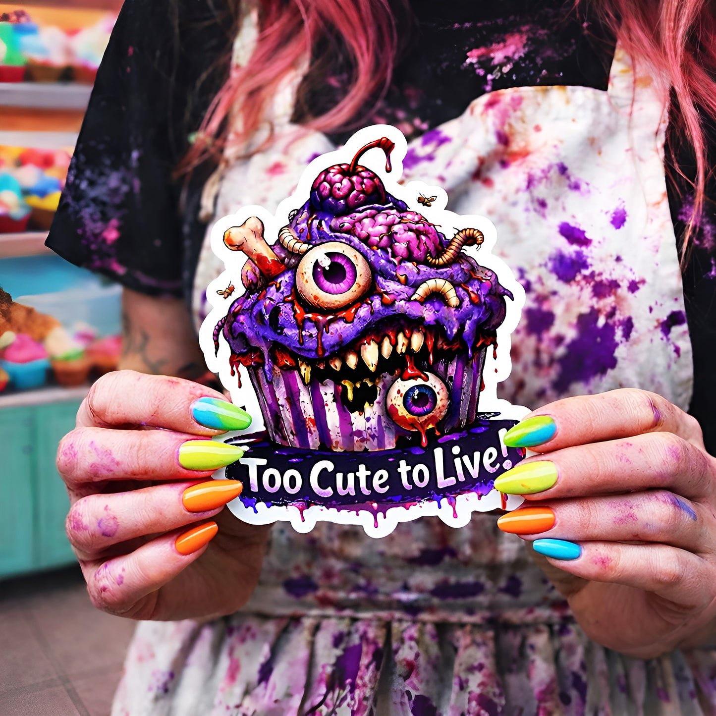 Too Cute to Live Vinyl Sticker